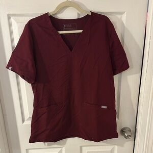 Figs Burgundy Scrub Top
